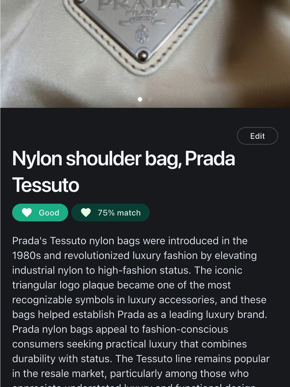Prada Cream Nylon and Leather Shoulder Bag - Picture 16 of 16